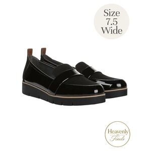 Dr Scholls Webster Loafers 7.5 Wide Black Patent Faux Leather Slip On Shoes New